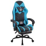 Play haha.Gaming chair Office chair Swivel chair Computer chair Work chair Desk chair Ergonomic Chair Racing chair Leather chair Video game chairs (Cyan,With footrest)