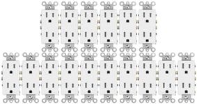 Greencycle Electric Outlets, 16 Pack Duplex Receptacle 15Amp Outlet,125V, 5-15R,3 Wire, Tamper Resistant Wall Plug,Residential Commercial Grade,Ultra-Slim, Heavy Duty,Self-Grounding,UL/CUL, White