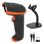 Tera 1D 2D QR Wireless Barcode Scanner with Stand Versatile 2-in-1 2.4G Wireless & USB 2.0 Wired with Battery Level Indicator Cordless CMOS Image Barcode Reader for Supermarket Mobile Payment D5100-Z