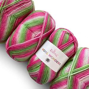 Wool Wonders Yarn for Crocheting, 4 Skeins, 640Yds/400G, Free Patterns - Wool Yarn for Knitting - Aran/Heavy #4 Medium Worsted Weight - White Watermelon