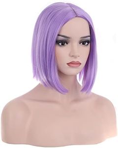 MAGQOO Purple Wigs for Women 10 Inches Short Straight Lavender Wig Light Purple Bob Wigs Synthetic Heat Resistant Cosplay Costume Party