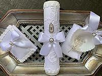 Baptism White Candle Set with Lady 