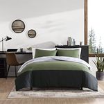 Eddie Bauer- Queen Comforter Set, Reversible Bedding with Matching Sham(s), Casual Home Decor for All Seasons (Skyline Stripe Green, Queen)