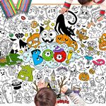 HOWAF Giant Halloween Boo Coloring Poster with 24pcs (24 Colors) Paint Pens, Large Happy Halloween Coloring Table Cover for Kids Halloween Party Game Activities Supplies, Jumbo Boo Coloring Banner