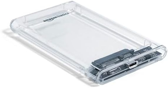 Amazon Basics 2.5" External Hard Drive Enclosure, SATA III to USB Type-C for HDD/SSD - Tool Free Installation, Transparent Design, Supports UASP and up to 4TB