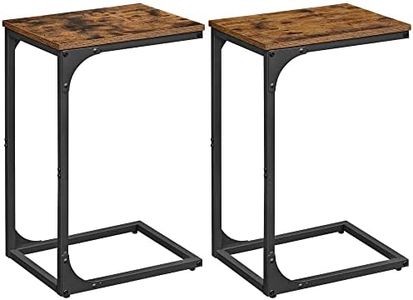 VASAGLE Set of 2 C-Shaped Side Table, Bedside Table, Sofa Side Table, Coffee Table, with Metal Frame, Industrial, for Living Room, Bedroom, Rustic Brown and Black LET354B01