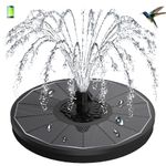 GAIZERL 3.5W Solar Fountain with Battery - Work On Cloudy Days - Upgrade Glass Panel Solar Bird Bath Fountain, Hummingbird Water Feature Pump with 7 Nozzles, 4 Fixed Pipes for Garden, Pool, Pond