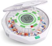 LiveFine 28-Day Automatic Pill Dispenser with Alarm, Clear Lid, Upgraded LCD Display and Key Lock, Sound & Light - For Prescriptions, Vitamins, Supplements & More - Automatic Medication Dispenser