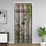 Feelyou Adults Wood Barn Door Door Curtain for Doorway Privacy 42"x80"，Rustic Farmhouse Wooden Decor Closet Door Cover Curtain for Bedroom Living Room, Vintage Cabin Country Window Treatments