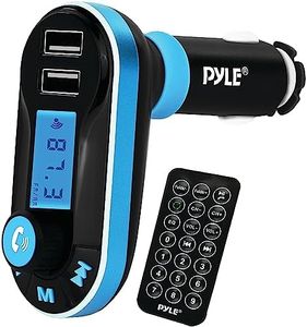 Pyle Bluetooth FM Transmitter, Wireless Vehicle Audio Streaming Receiver, Hands-Free Car Charger Kit, Digital LED Display, MP3/USB/SD Slot. (PBT92)