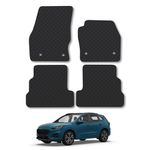 Rubber Car Mats Compatible with Ford Kuga (2015-2020) Tailored Fit Rubber Floor Mats Set Accessory Black Custom Fit 4 Pieces with Clips - Anti-Slip Backing, Heavy Duty & Waterproof