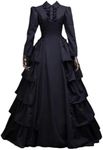 Black Gothic Victorian Dress Steampunk Medieval Renaissance Civil War Ball Gown Costumes XXLarge Black