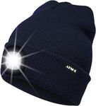 ATNKE LED Lighted Beanie Cap,USB Rechargeable Running Hat Ultra Bright 4 LED Waterproof Light Winter Warm Gifts for Men and Women/Navy