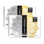 Zen Sangam Artists’ - Pack of 2 A4 Spiral Doodle Sketchbooks - 120 GSM - Ultra Smooth Surface - 200 Pages - Size (21x29.7cm) - Wiro Drawing Notebooks