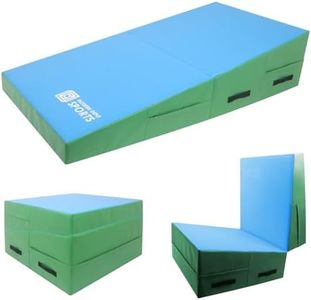 Modern-Depo Gymnastics Wedge Mats 60" X 30" X 14", Folding Incline Cheese Wedge Mat with EPE Foam Waterproof Vinyl Cover for Exercise, Home Gym, Tumbling, Yoga, Pilates, Blue Green