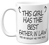 Stuff4 This Girl Has The Best Father in Law Mug - Daughter Birthday Present from Dad in Law, Daughters Gifts 11oz Ceramic Dishwasher Safe Coffee Mugs - Birthday, Christmas Day Cup - Made in UK