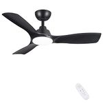 CJOY DC Ceiling Fans with Lights, 42'' Ceiling Fan Lights with Remote Control LED Dimmable, Black Ceiling Fans with Lamps Quiet Reversible DC Motor 3 Blade 6 Speeds for Bedroom Living Room