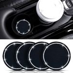 ROUDJER Car Cup Holder Coaster, 4 Pack 2.75'' Universal Anti-Slip Silicone Bling Crystal Rhinestone Car Coasters, Car Accessories Interior for Women and Men