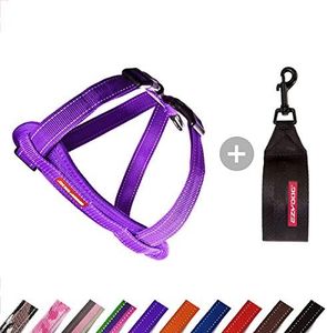 EzyDog Chest Plate Dog Harness - with Free Car Restraint - Best No Pull Harnesses for Small, Medium and Large Dogs - Custom Fit,Reflective, Easy Fit (XS, Purple)