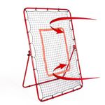 6x4 FT Pitch Back Baseball Rebounder Net, Adjustable Softball Baseball Bounce Back Net for Throwing and Pitching Practice, Lacrosse Rebounder Volleyball Rebounder Net Trainer, Red