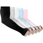 PURSUE FASHION Unisex Full Arm Fingerless Sleeves Gloves for UV, Dust, Summer, UV Sun Protection Arm Sleeves for Men & Women, Protection Arm Sleeves (Black, Beige, Pink, Grey, White, Sky, 6 Pair)