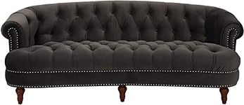 Furniture Hub 3 Seater Chesterfield Style/Luxury Chesterfield/Button tuffed Velvet Sofa for Living Room Office Guest Room (Dark Grey)