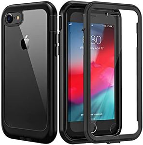 seacosmo Funda iPhone SE 3/2 (Modelo 2022/2020),iPhone 7/8 Protección de Cuerpo Completo [con Protectora de Pantalla] 360°Anti Golpes Anti- Arañazos Funda Transparente Ultrafina-Negro