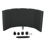 aleawol Microphone Isolation Shield, 5 Panel Microphone Acoustic Shield, 180° Adjustable Mic Isolation Shield, Microphone Sound Shield for Any Condenser Microphone Recording Studio Equipment