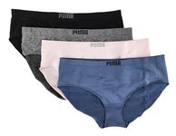 Puma - Women's Seamless Bikini Underwear, 4 Pack, Medium