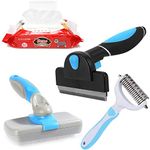 PetVogue Slicker Dog Comb Brush Pet Grooming Brush Daily Use to Clean Loose Fur & Dirt Great for Dogs and Cats with Medium Long Hair Dog Hair Self-Cleaning Grooming Comb for Dematting Detangling & Deshedding Brush with Wet Pet Wipes for Small Medium Large Dogs & Cats