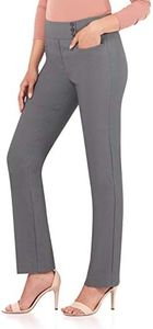 Rekucci Women's Ease Into Comfort Pull-On Straight Pant with Pockets, Graphite, 8