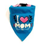 That Dog In Tuxedo I Love Mom Dog Bandana/Scarf with Adjustable Dogs Pet Collar (Blue, XL)