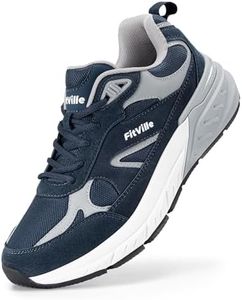 FitVille Chaussures Sport Homme Pied Large Baskets Running Antidérapant Respirant Course Jogging Marche pour Pieds Gonflés Sensibles Bleu 42.5 EU Large