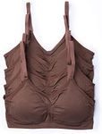 Kalon 4 Pack Nylon Spandex Removable Pads Comfort Bras (One Size S/M, 4PK Mocha)