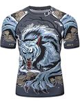LAFROI Men's Short Sleeve UPF 50+ Baselayer Performance Compression Shirt Rash Guard-CLY08 (Werewolf,MD)