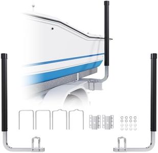 KUAFU 40"-48" Boat Trailer Guide Poles for Ski Boat Fishing Boat or Sailboat Trailer Fits Frames up to 3" W x 4-1/4" H (Silvery Brackets & Black Pipes)