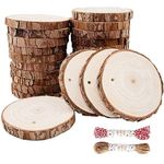 Unfinished Natural Wood Slices 25Pcs 3.1-3.5 inch Wood Coaster Pieces Craft Wood kit Predrilled with Hole Wooden Circles Great for Arts and Crafts Christmas Ornaments DIY Crafts Rustic Wedding