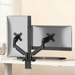 Amazon Basics Heavy Duty Dual Monitor Arm with Gas Spring Adjustment for 13-32" Screens | Ergonomic Adjustable VESA Stand | Supports 9 Kgs Per Arm | Swivel, Tilt & Rotate | Steel & Aluminum Build