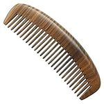 Natural Sandalwood Comb, Wide Toothed Moon Comb, Green Sandalwood Hair Comb, Handmade Wooden Comb, Oval Wide Tooth Comb for Women Men-No Snags, No Static, No Tangle