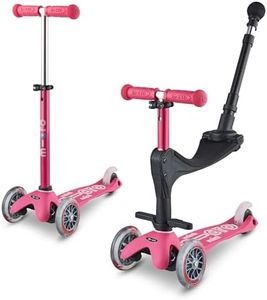 Micro Scooters | Mini 3in1 Deluxe Push Along Children's Trike | Toddler Scooter with Seat | 12mths-5yrs | Boys & Girls | Pink