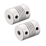 TA-VIGOR 2Pcs Shaft Coupling Flexible Coupler 5mm to 8mm Motor Connector Joint L25xD19 Aluminum Alloy Silver Stepper Motor Coupler Joint Connector