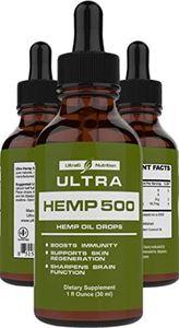 Hemp Oil Extract with Omega 3, 6 & 9 - Natural Hemp Extract Oil Drops (500mg)