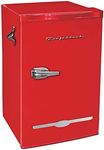 Frigidaire Retro Compact Fridge with Chiller, 3.2 cu ft Countertop Fridge with Built-In Bottle Opener, Compact Refrigerator for Office, Bedroom, Dorm Room or Cabin - 16.5"D x 19"W x 31"H (Red)