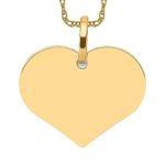 14K Solid Yellow Gold Heart Love Disc Necklace Chain Pendant Charm Only