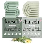 Kitsch Rosemary & Biotin Shampoo and Conditioner Set for Hair Growth - Strengthening, Thickening & Volumizing Shampoo and Conditioner Bar - Paraben, Sulfate & Silicone Free - 2 pack
