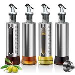 ACEWARMS Oil dispenser bottle for kitchen, Olive oil bottles with drizzlers, Vinegar bottles, 500ml 4Pack glass soy sauce bottles with lids+Stainless steel funnel (500ml 4Pack)