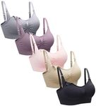 Suekaphin 5Pack Maternity Nursing Bra for Breastfeeding Pregnancy Women Full Cup Wire Free Padded Nursing Bralette,Color NB,Large