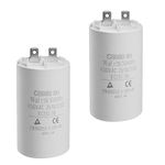 BlueXP 2 Pcs Motor Capacitor CBB60 16uf Running Capacitor AC 450 V 2 Pins 50/60Hz Motor Starting Capacitor Double Insert Cylinder Bottom for Electric Motor Running Air Compressor Motor