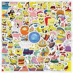 100pcs Sponge Bob Stickers Kawaii Small Stickers Decorative Masking Stickers for Personalize Laptop Scrapbook Daily Planner