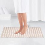 HomeCloud Home Cloud Premium Comfy Shower Mat With Suction Cups And Drain Holes,Non Slip,Anti Skid Plastic Bath Mat Of Pvc Rubber,27X16 Inch,Best Foot Mats For Walk-In Showers Mat(Beige)